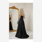 ماکسی مجلسی مدل آرمیتا ساتن آمریکایی و پولک مخمل مشکی نقره ای سایز 38 تا 46