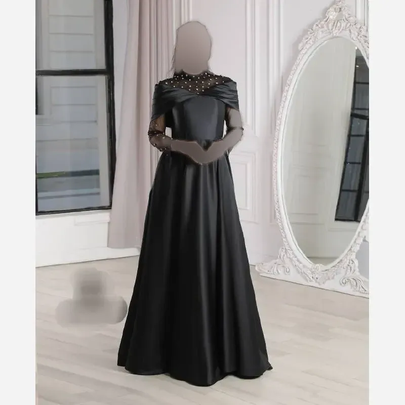 ماکسی مجلسی زنانه ساتن آمریکایی و تور نگین دار سایز 38 تا 50