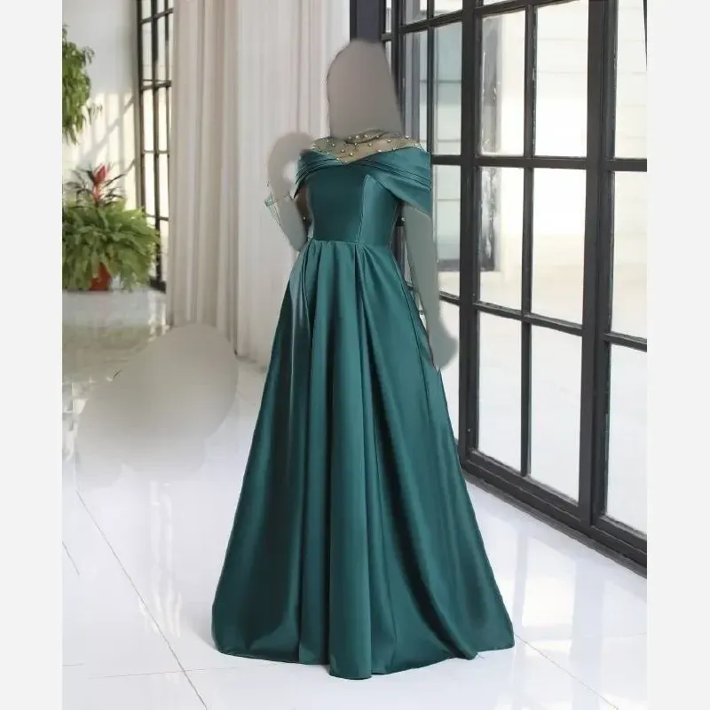 ماکسی مجلسی زنانه ساتن آمریکایی و تور نگین دار سایز 38 تا 50