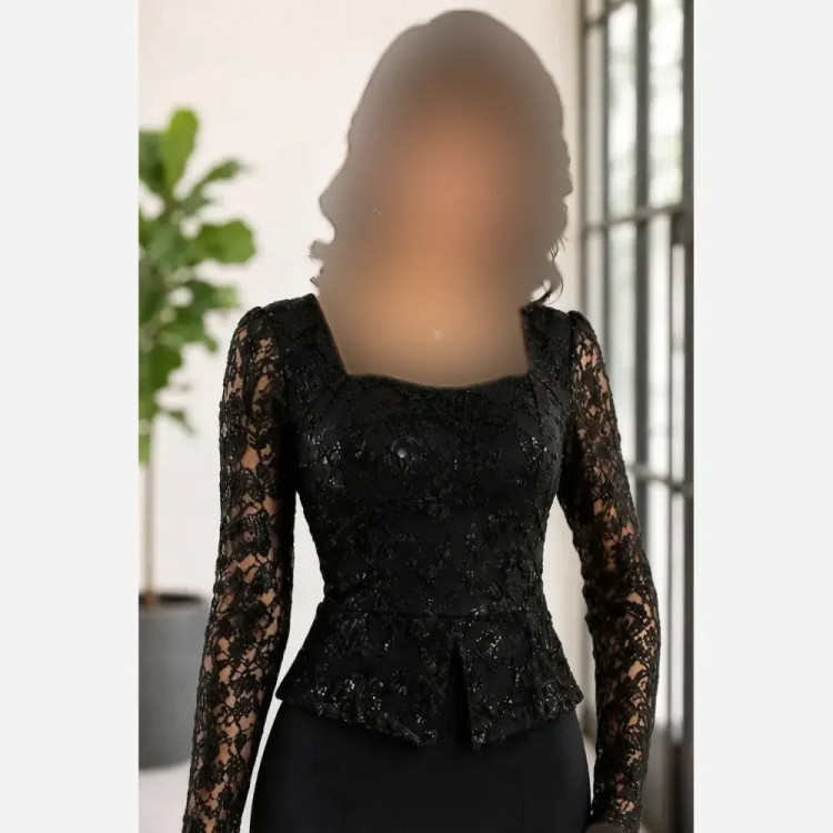 لباس مجلسی زنانه مدل نورسا پارچه قواصی و دانتل پولکی سایز 36 تا 46