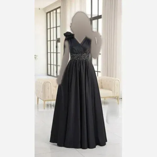 ماکسی زنانه مدل لاله ساتن تافته گرم بالا کاپدار مشکی سایز 1 تا 6