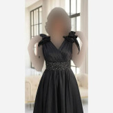 ماکسی زنانه مدل لاله ساتن تافته گرم بالا کاپدار مشکی سایز 1 تا 6