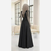 ماکسی زنانه مدل لاله ساتن تافته گرم بالا کاپدار مشکی سایز 1 تا 6