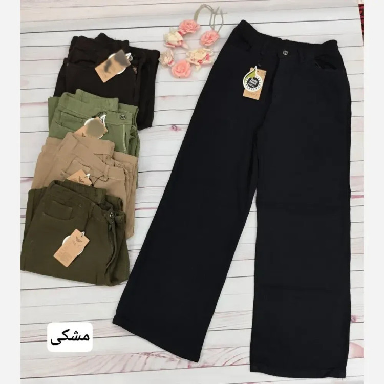 شلوار کتان سیلک پاییزه حصیری زنانه قد 95 رنگ بندی متنوع