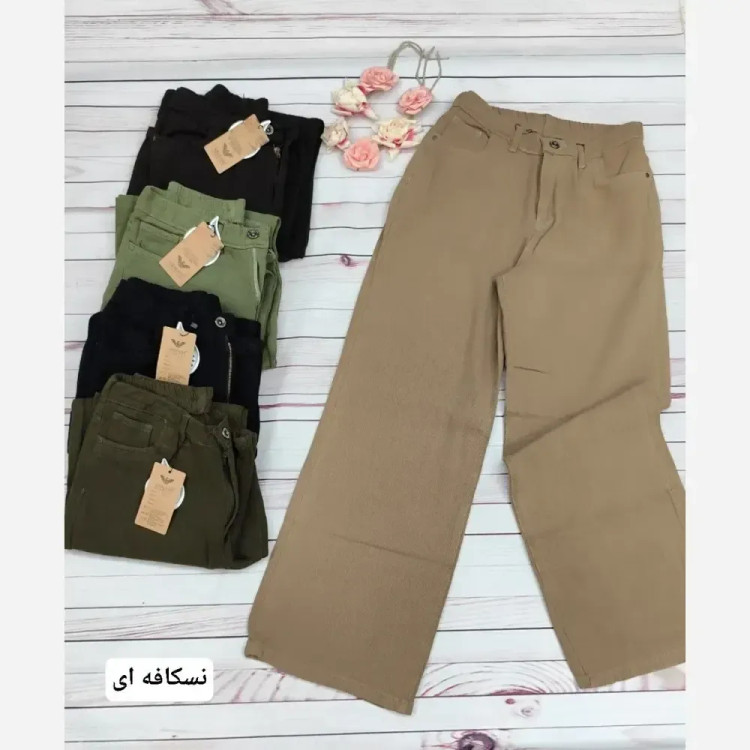 شلوار کتان سیلک پاییزه حصیری زنانه قد 95 رنگ بندی متنوع