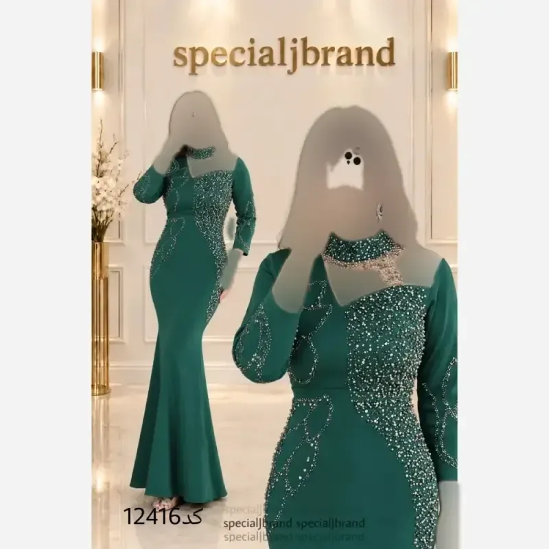 ماکسی مجلسی زنانه غواصی سنگ و نگین کاری زیپ دار قد 155