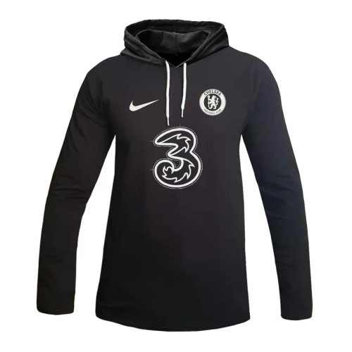 تی شرت کلاه دار مردانه آستین بلند نخی مدل چلسی مشکی