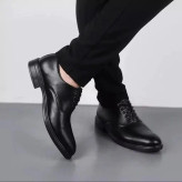 ست مردانه کفش بندی کلاسیک رویال و کمربند چرم صنعتی نیک مشکی