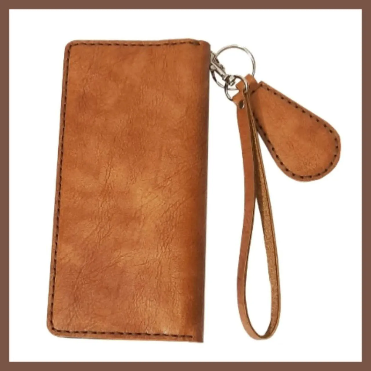 کیف پول و موبایل چرمی دست دوز مدل گندم با جاکلیدی و بند مناسب خانم ها و آقایان