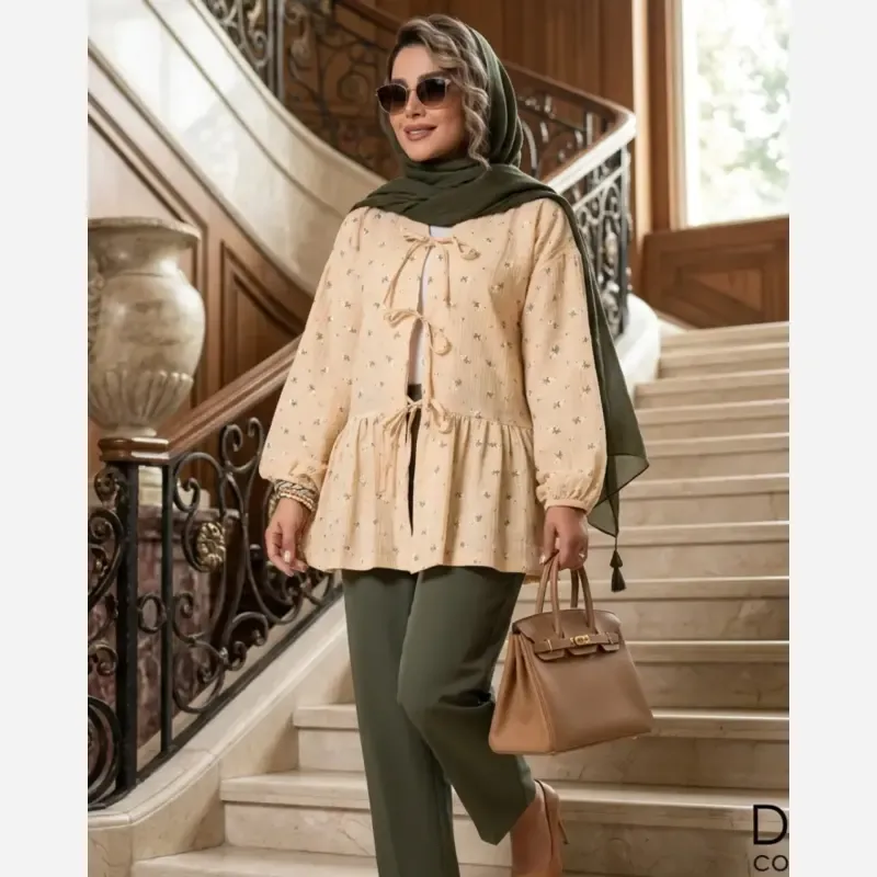 مانتو زنانه عروسکی وال ژاکارد مدل آیسل