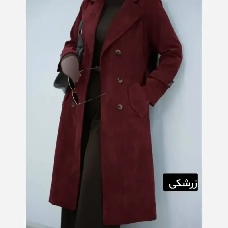 مانتو پاییزه مخمل کبریتی ریز مدل ساناز سایز فری تا 48 جیبدار رنگ بندی متنوع