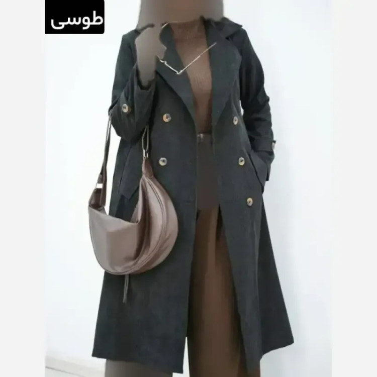 مانتو پاییزه مخمل کبریتی ریز مدل ساناز سایز فری تا 48 جیبدار رنگ بندی متنوع