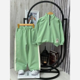 ست بلوز و شلوار دخترانه دورس دو نخ لاکرادار نیم زیپ سایز 45 تا 65