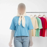 تیشرت باکسی زنانه ساده پنبه ای یقه گرد تک سایز